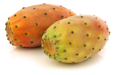 fresh colorful cactus fruits on a white background