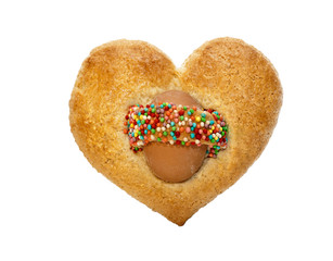 sweet heart-shaped biscuit with egg