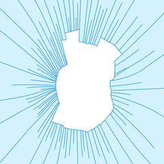 Radial cracks on broken blue glass. Vector illustration