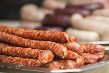 Schlachteplatte mit Bratwurst Leberwurst Blutwurst