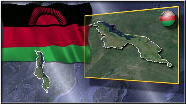 Malawi flag and map animation