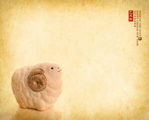 Ceramic goat souvenir,2015 is year of the goat,calligraphy word