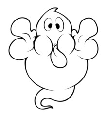 Ghost Teasing - Funny Cute - Halloween Vector Illustration
