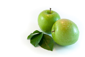Two green apple isolated