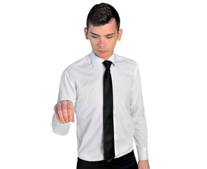 Business man pick something