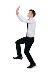 Business man push something