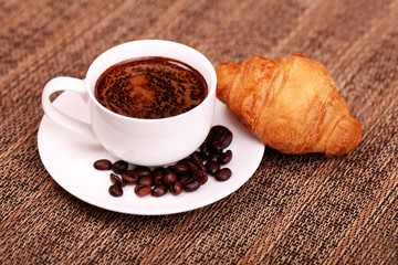 Coffee cup and beans