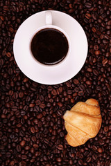 Top view of a cup of coffee