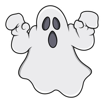 Ghost Trying to Scare - Halloween Vector Illustration