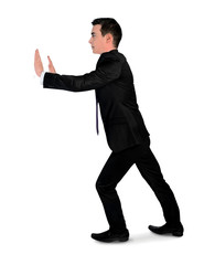 Business man push something