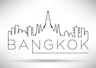 Bangkok City Line Silhouette Typographic Design