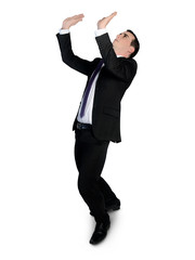 Business man lifting something