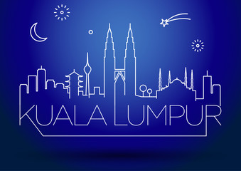 Kuala Lumpur City Line Silhouette Typographic Design