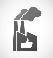 Industrial factory icon with a thumb up hand