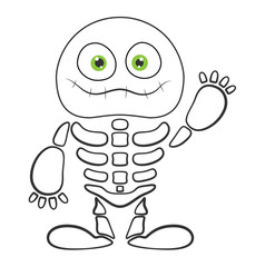 Cute Skeleton Monster - Halloween Vector Illustration