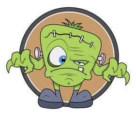 Frankenstein Monster Cartoon - Halloween Vector Illustration