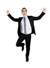 Business man running winner