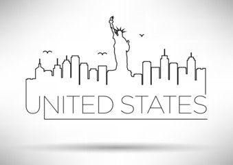 United States Line Silhouette Typographic Design