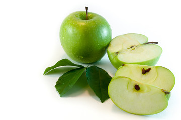 Apple, leaves and slices