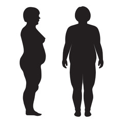 vector fat body, weight loss, overweight silhouette illustration