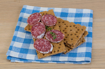 Crispbread with salami
