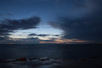 Fototapeta na wymiar Mysterious late sunset over the Baltic Sea