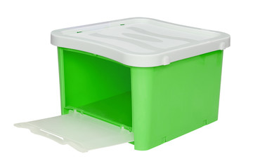 Plastic box isolated white background