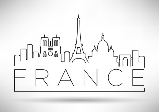 France Line Silhouette Typographic Design
