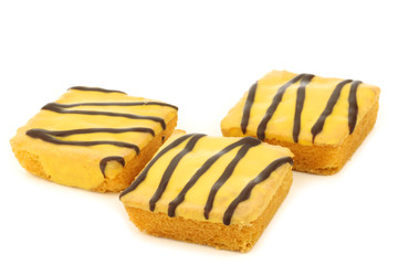 traditional Dutch easter cake with yellow glazing and chocolate