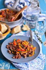 Rice red with paprika and thyme