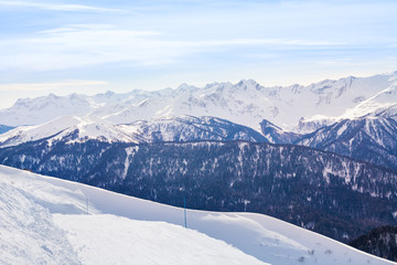 Fototapeta na wymiar Caucasus mountains during daytime in winter, Sochi