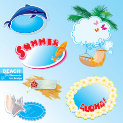 summer beach frames and elements set