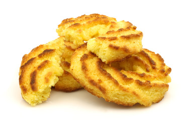 Dutch cookies called "cocosmacroon" on a white background