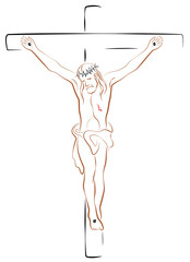 Jesus Crucifix Outline White