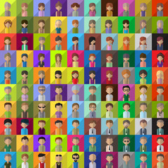 Flat People Icons - Isolated On Mosaic Background