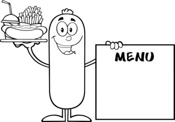 Black And White Sausage Carrying A Hot Dog