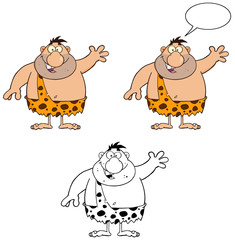 Funny Caveman Cartoon Character 2. Collection Set