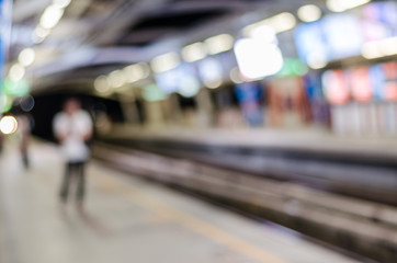 Abstract blurred electrical sky train station in city