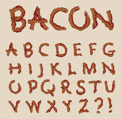 Vector alphabet in the shape of bacon letters