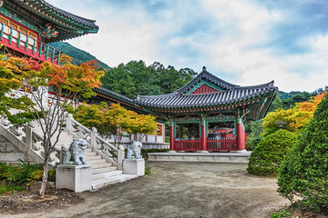 Naklejka premium Traditional architecture old building temple in Korea