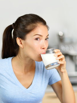 Almond milk woman drinking lactose-free beverage