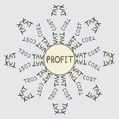 Cost profit tax vat -color round scrolls  abstract art