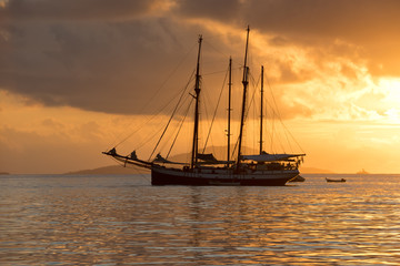 Fototapeta na wymiar Recreational Yacht at the Indian Ocean