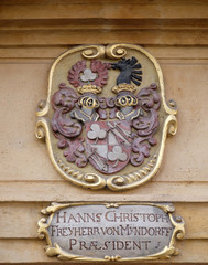 Coat of arms on the Arsenal historic center of Graz,, Austria