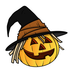 Witch Jack-o'-lantern - Halloween Vector Illustration