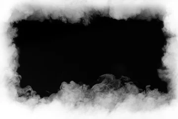 Fotobehang rookwolk frame, geïsoleerd op zwart © nikkytok