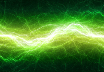 Obraz premium Fantasy zielone błyskawice, streszczenie tło elektryczne