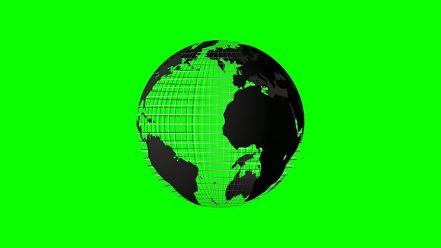 4k rotating world map grid green screen loop chroma key