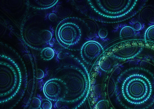 Fototapeta Blue abstract circle fractal background