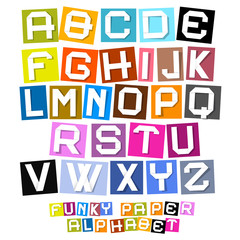 Colorful Paper Cut Vector Funky Alphabet